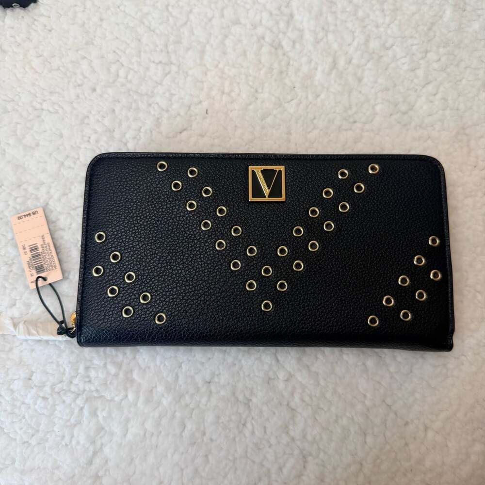 Victoria's Secret Black Grommet Zip Wallet